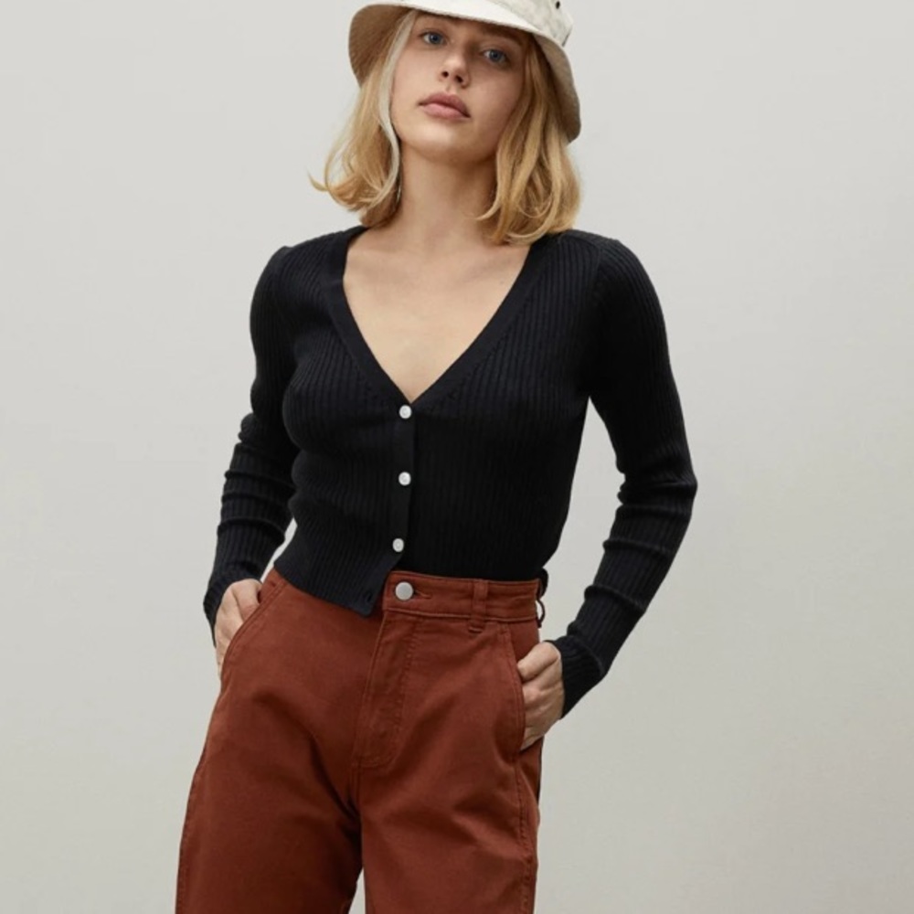 Everlane Ribbed Cropped Cardigan